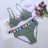 Новый летний женский комплект бикини с цветными блоками и высокой талией, плавки, повседневная женская пляжная одежда, купальный костюм, купальник, нижнее белье