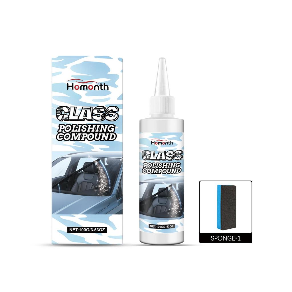 Homonth Car Glass Polishing Paste, Car Glass Film Coating Deep Cleaning and Stain Removal, Clear Water-Repellent Oil Film Cleaning Paste Men's Gifts