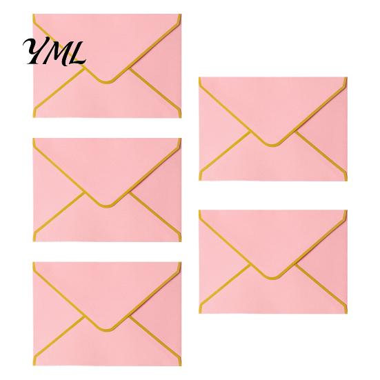 Handmade Cultural Creation Supplies 5Pcs Western Style Envelopes with Gold Foil Trim, Offset Paper Invitation for Wedding, Greeting Cards, Business