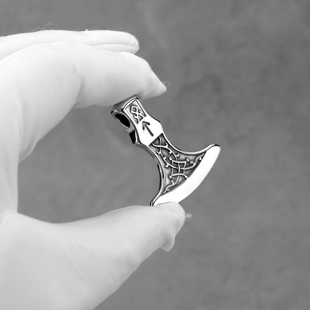 Stainless Steel Vikings Rune Axe Necklace Men's Nordic Fashion Thor's Hammer Pendant Necklace Punk Amulet Jewelry Wholesale Gift