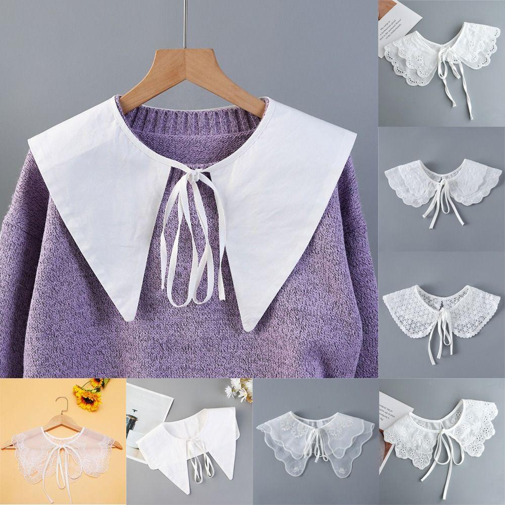 DIY Fake Collar Cotton Lapel Half Shirt Shawl Wrap Decoration Adjust Clothes Women Girls