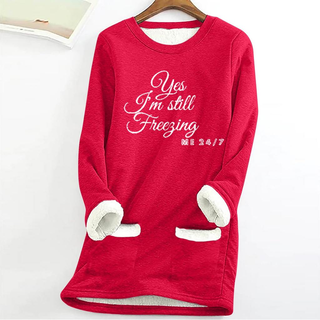 Women's Autumn And Winter Large Size Loose Thickened And Lamb's Wool Warm And Fitted Bottom Shirt With Pocket