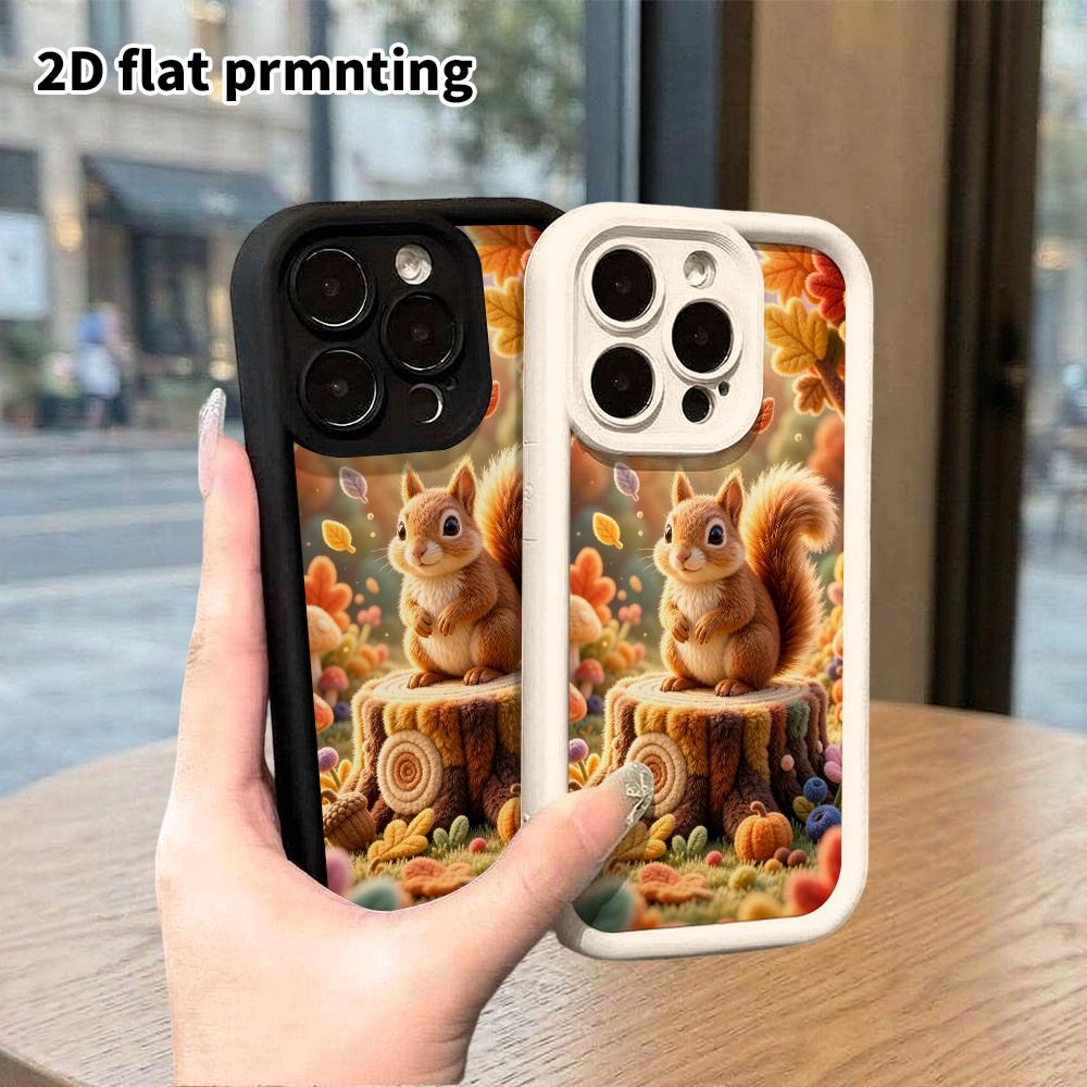 Чехол для телефона: 2D плоский дизайн, подходящий для защитного чехла iPhone 18 17 16 15 14 13 Pro, лесная белка на каждый день, идеальный Рождество и Хэллоуин ho