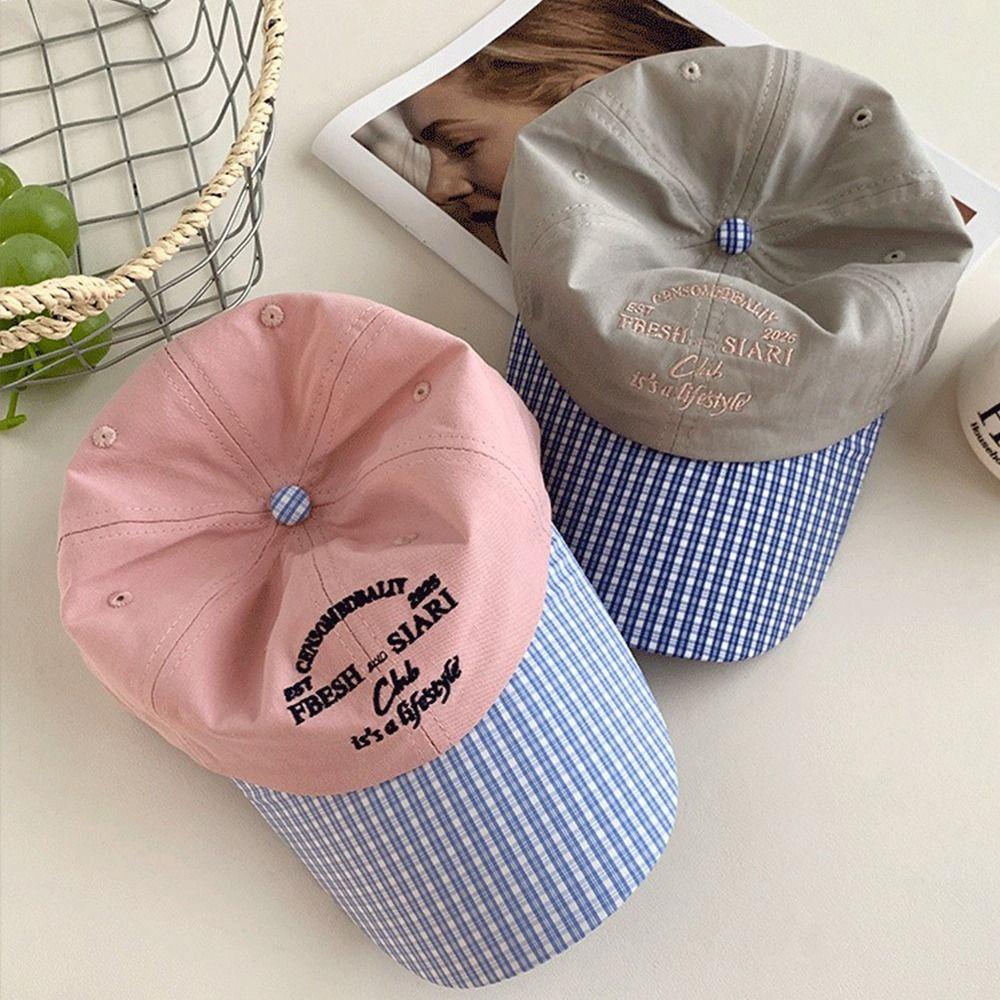 Spring Summer Baseball Hat Plaid Snapback Cap Fashion Peaked Cap  Girls