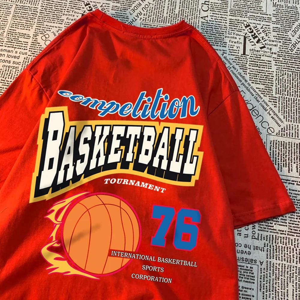 Competition Basketball 76 T-Shirts Men Women Street O-Neck Clothes Loose Oversize T-Shirts Harajuku Cotton Brand Short Sleeve