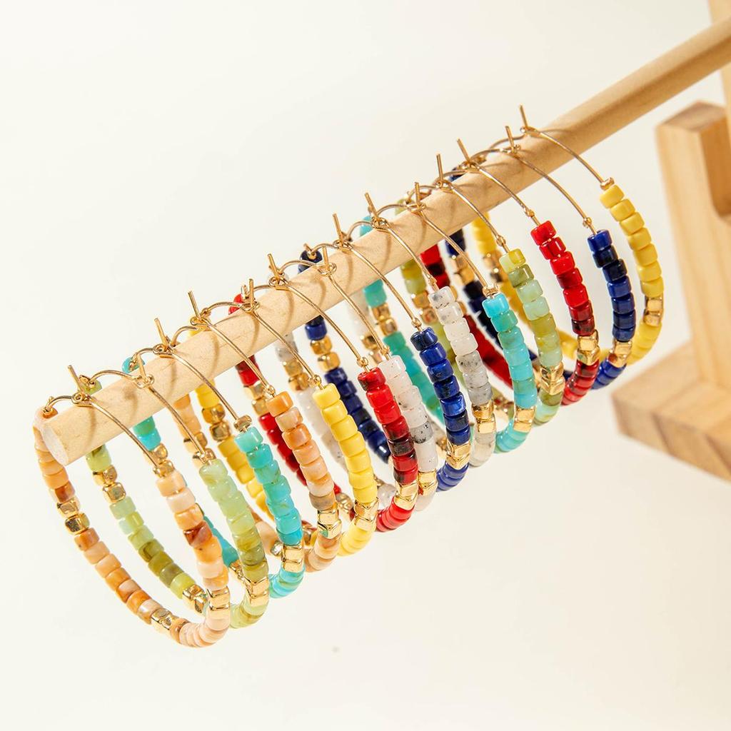 Новые Серьги в Французском Стиле Легкая Роскошь Женские Украшения Ретро Мода Универсальные Серьги Смола Цветное Золото Бусины Ювелирные Изделия