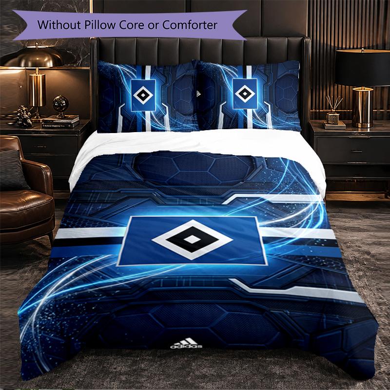 Hamburger SV Football 3 Piece Bedding Set Soft Duvet Cover Set with Pillowcases Printed Bedroom Decor Set for Home