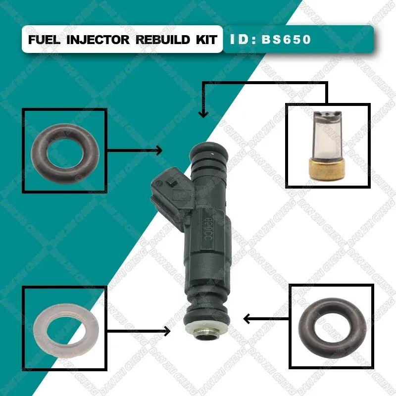 4 set For Racing Sports Car High Flow Injector 650cc BS650 Fuel Injector Service Repair Kit Filters Orings Seals Grommets