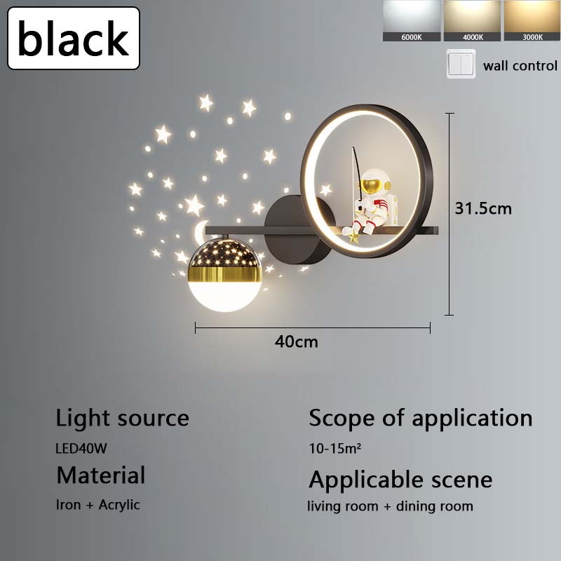 Новый современный фон настенный светильник креативный астронавт мультфильм космонавт мальчик и девочка комната звезда спальня ночники и фонари