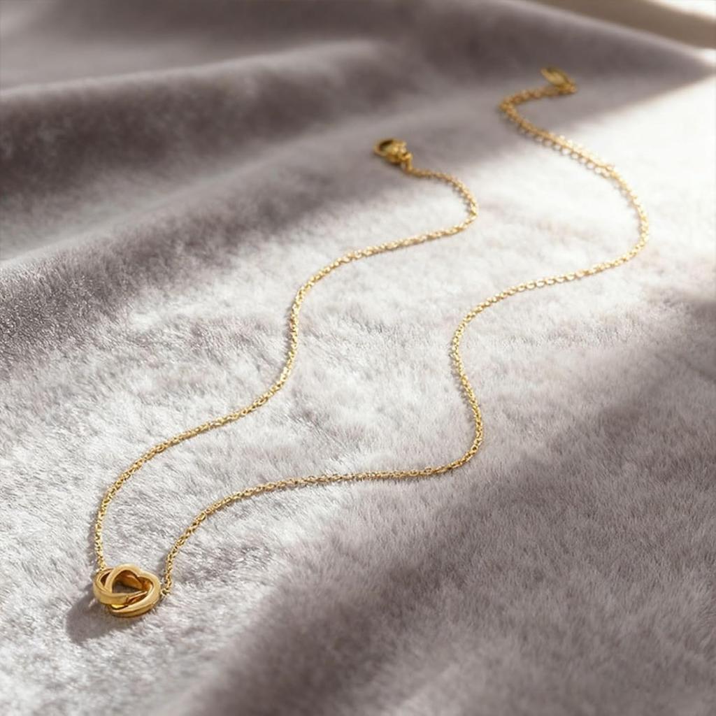Gold Heart Necklace, Double Heart Necklace for Women Heart Chain Necklace Heart Necklaces Jewelry Gifts for Women Girls