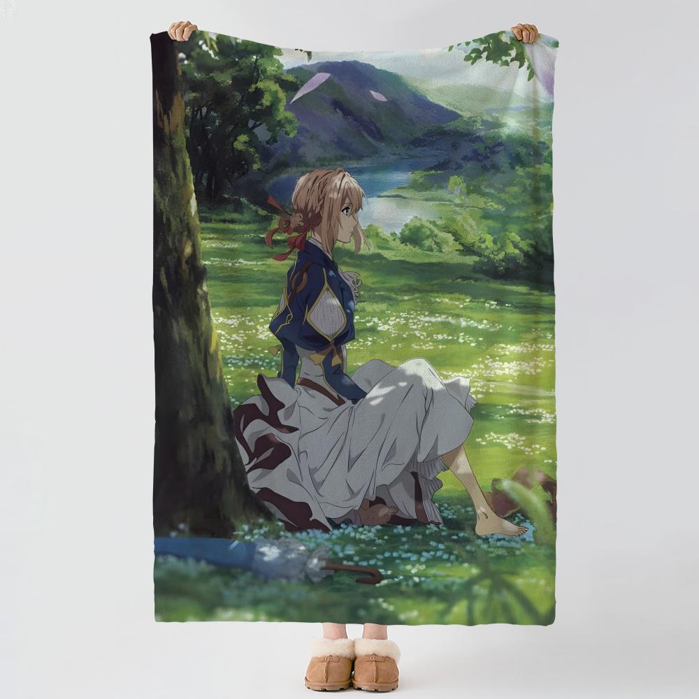 Аниме V-Violet Evergarden-n Плед из толстого и уютного фланелевого одеяла, Многоцелевое использование В помещении на улице Ежедневный сон