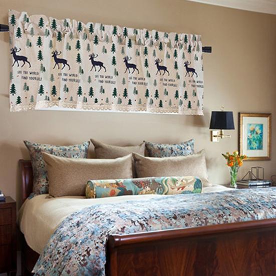 Короткая занавеска для кухни с мультяшным животным принтом дерева, занавеска на окно, драпировка, домашний декор