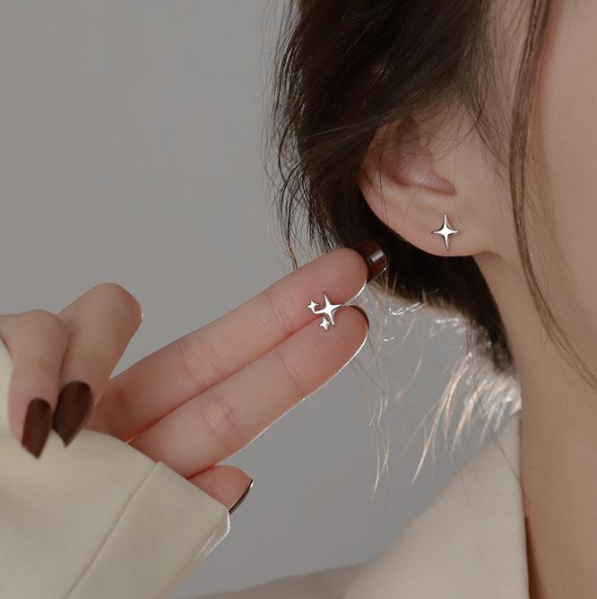 Stainless Steel Double Layer Zircon Hoop Earrings for Women Girls Elegant Punk Earring Stud Style Party Fashion Jewelry Gifts