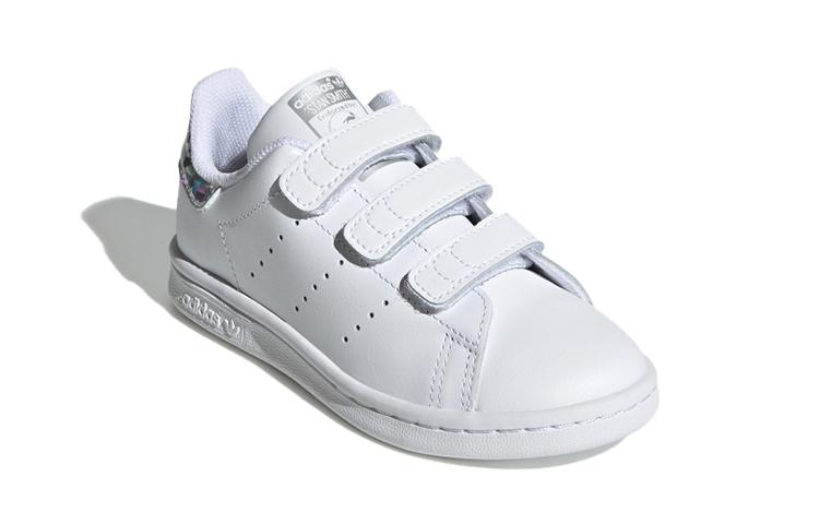 adidas Оригинальные Stan Smith Низкие Детские Кроссовки для Скейтбординга Белые Серебристые Дети Возраст 3 7 Лет EE8484