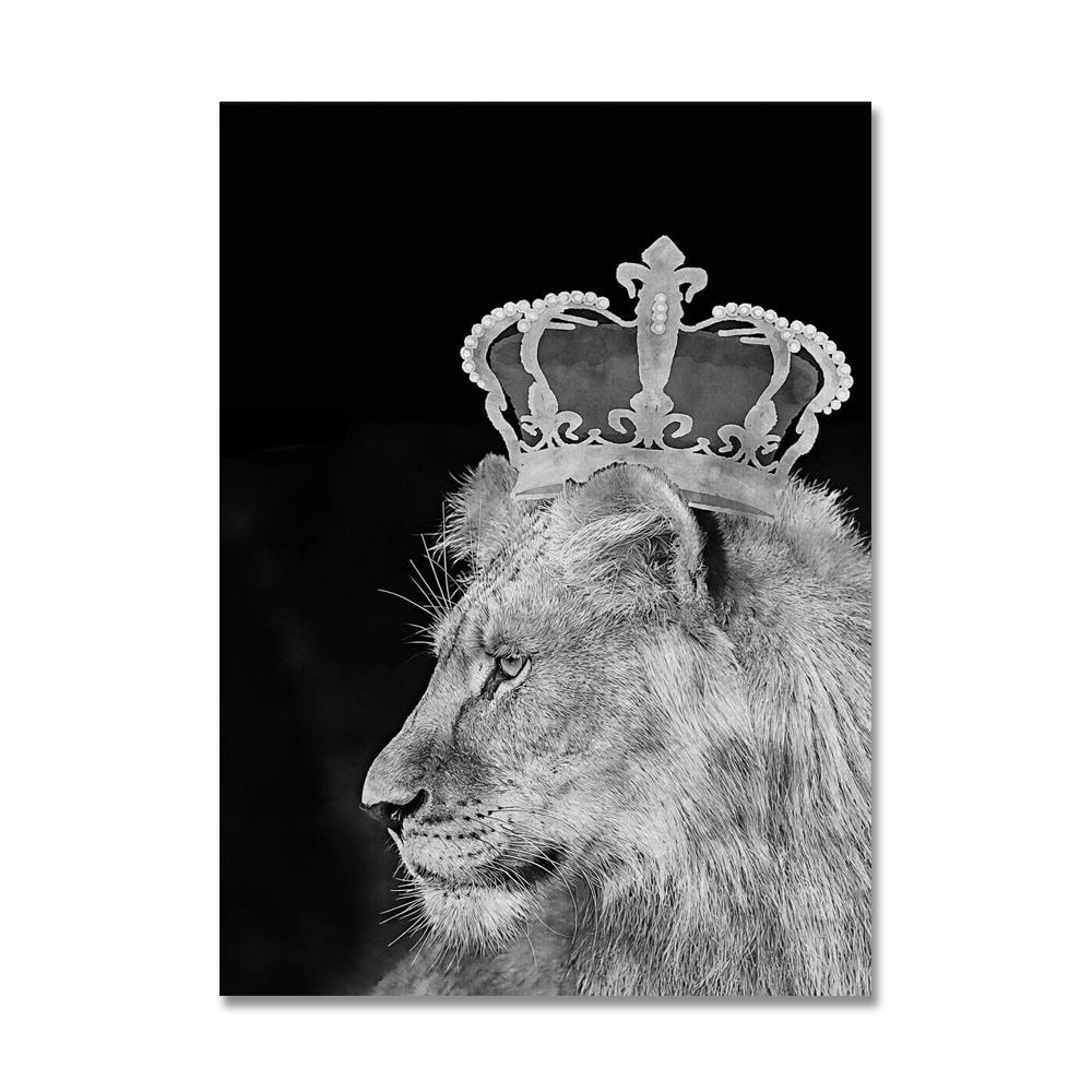 Black Lion King and Lioness Queen Poster Prints Animal Wall Art Picture Canvas Painting Home Decoration for Living Room
