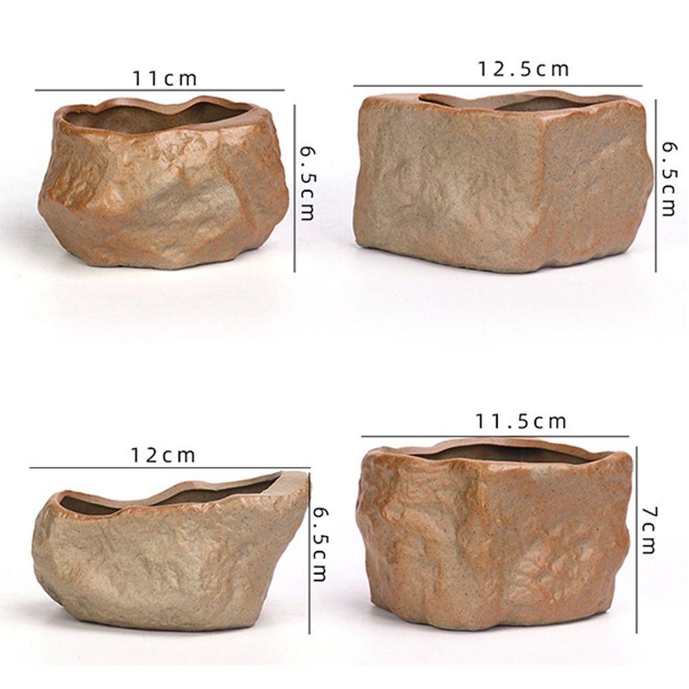 Stone Shape Succulent Plant Pots Wear Resistant Bonsai Potted Flowerpot  Home Decoration