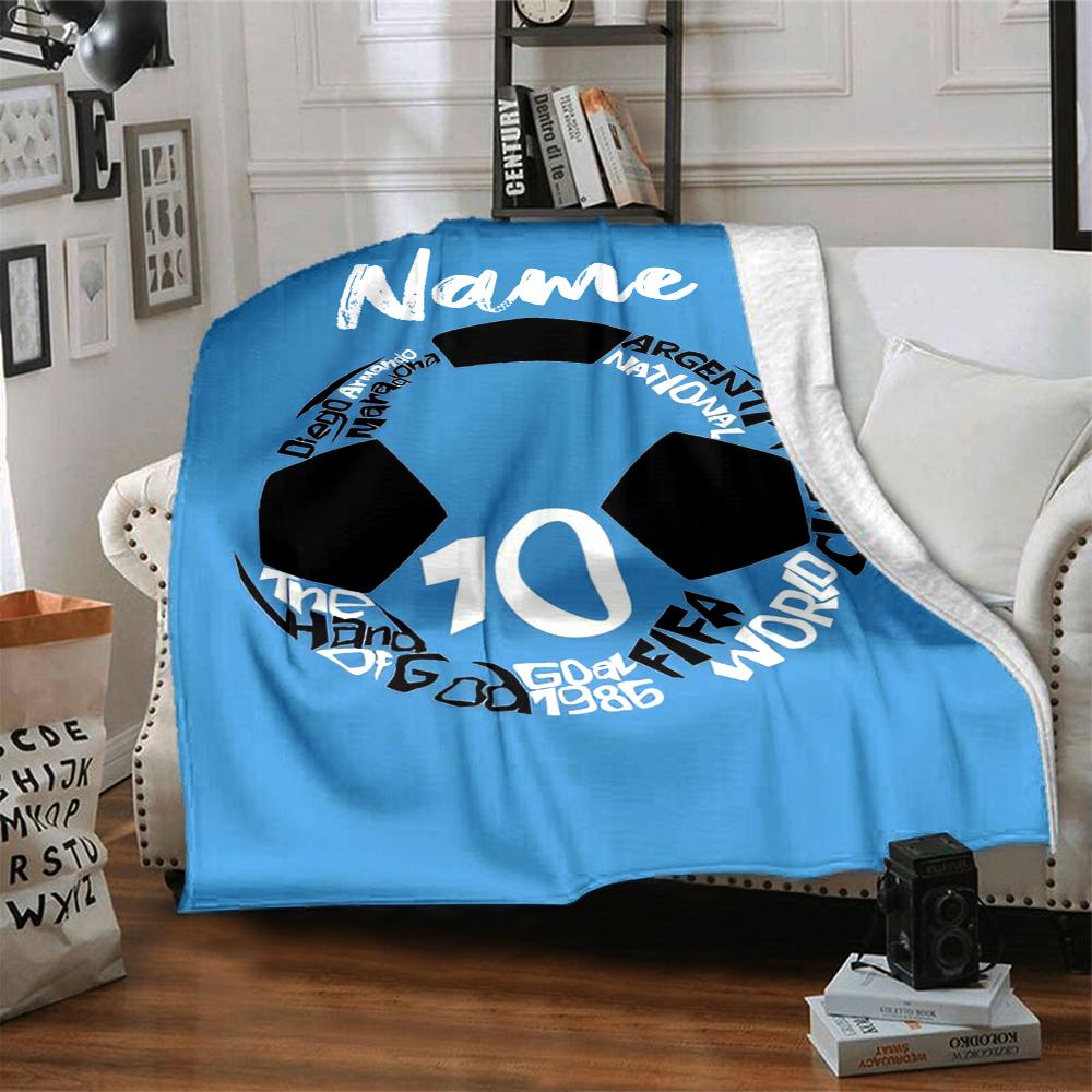 Custom Name Soccer Theme Printed Blanket - Perfect for Couch, Bed, Travel & Outdoor Use | Machine Washable, Cozy & Durable.