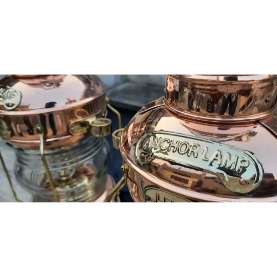 Медная латунная масляная лампа с якорем, фонарь для морского корабля, старинный светильник для лодки, набор из 2 предметов