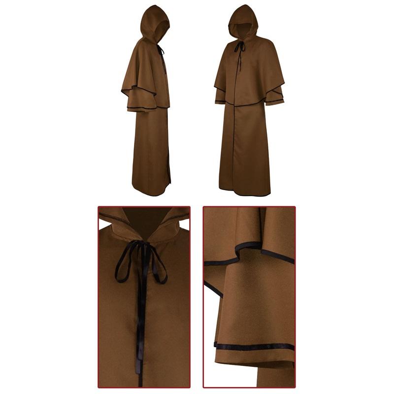 Halloween Medieval Hooded Cloak Vintage Wizard Robe Wizard Death Cloak Cosplay