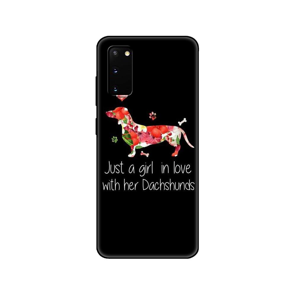 Черный чехол из ТПУ для Samsung Galaxy S20/S20 PLUS/S20 ultra/S20+/S20FE задняя крышка животные собаки такса красочные милые
