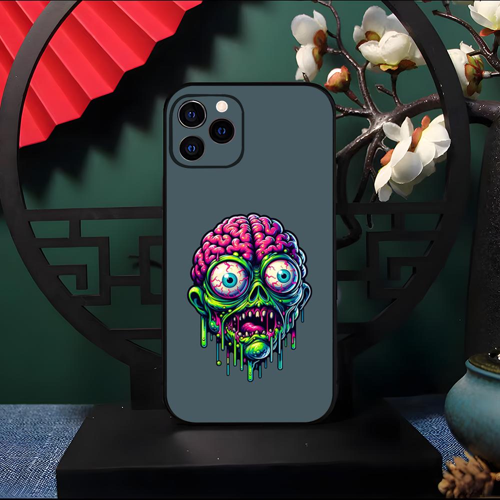 Неоновый Глазастый Мозговой Инопланетный Монстр Чехол для Телефона Для IPhone 17 Pro Max 16 15 14 Pro Max 13 11 Air Plus Силиконовый Чехол