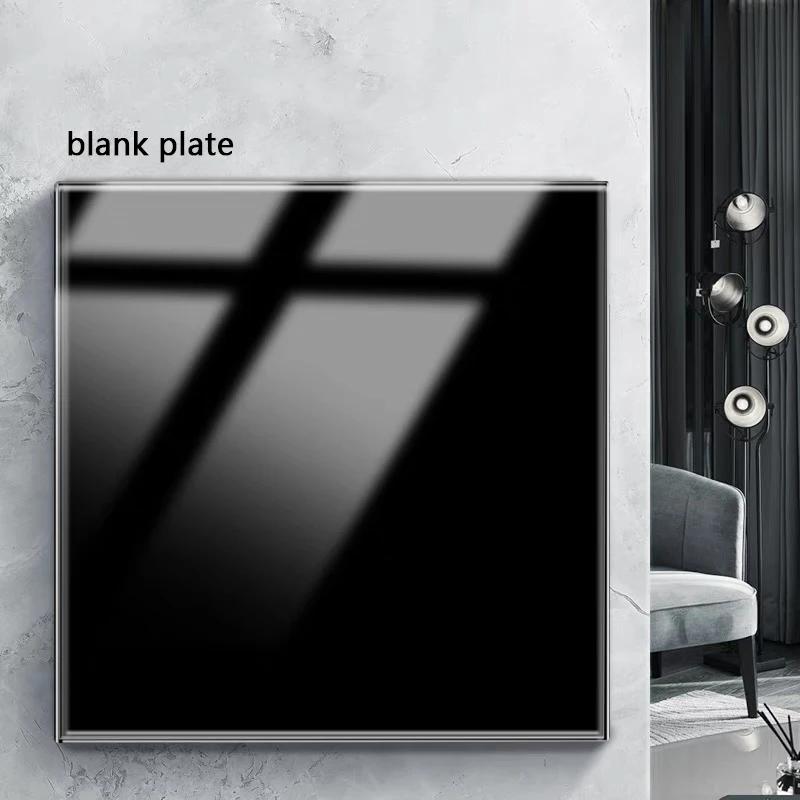 EU светодиодный настенный светильник кнопочный выключатель 1/2/3/4 Gang настенная панель универсальная черная стеклянная панель включения/выключения 16A AC 110V-220C UK двойная розетка