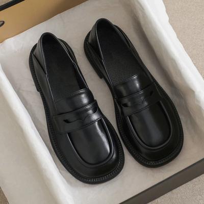 Лоферы женские однопедальные туфли универсальные британские туфли с круглым носком японские маленькие кожаные туфли