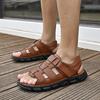 100% Cow Leather Sandals Outdoor Business Beach Shoes Men's Sandals Comfortable Soft Summer Casual Flats Shoes Men Size 38-48