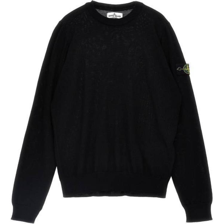STONE ISLAND Свитер Детский С нашивкой-логотипом С круглым вырезом С длинным рукавом Детский свитер Черный 8116509C4-V0029