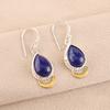 Natural Lapis Lazuli Gemstone925 Sterling Silver Jewelry Handmade Earrings 1.5" EE-162-26