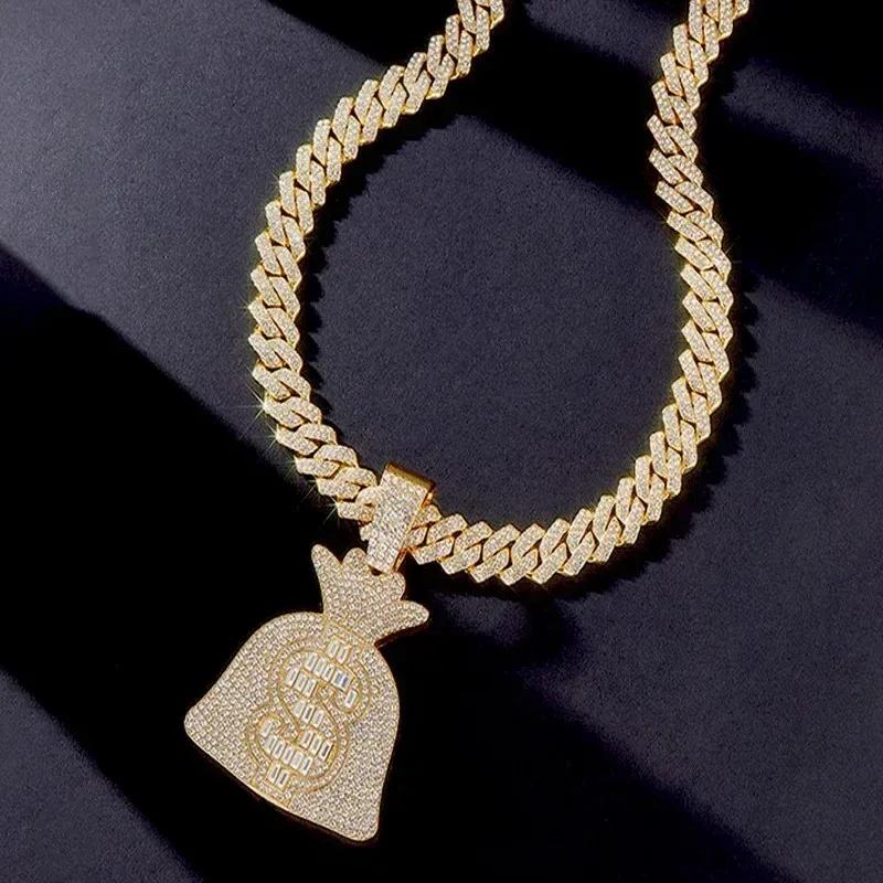 New Arrival Alloy Money Bag & Coin Pendant Cuban Chain Necklace - Trendy Hip-Hop Rap Jewelry for Men