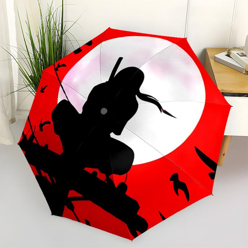 1pc Ninja Moon Automatic Folding Umbrella with 8 Bones, 3-Fold Compact Umbrella, Compact Design On-the-Go Essential, casual outdoor accessor