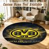 Round Rug Custom NameBorussia Dortmund Pattern Non Slip Carpet Home Floor Decor