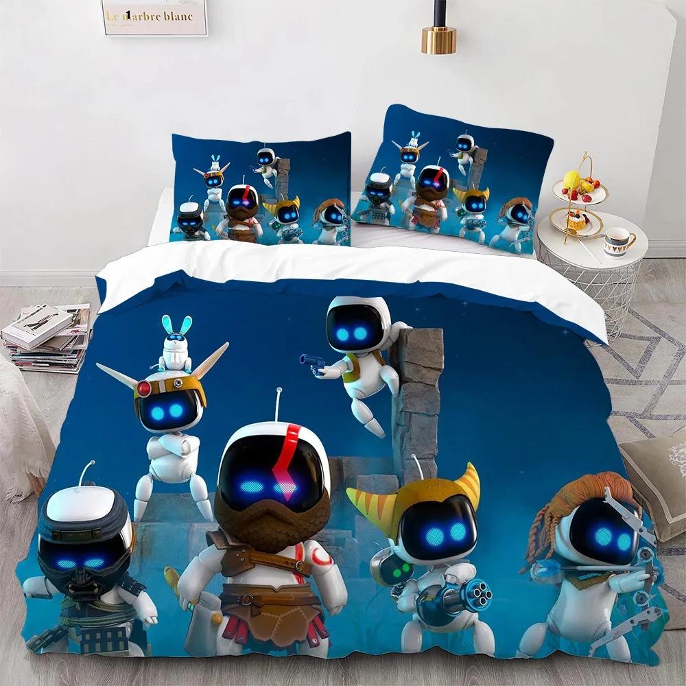 Astro Bot Cute Cartoon Bedding Set Duvet Cover Pillow Case Single Double King Size Adult Boys Bedroom