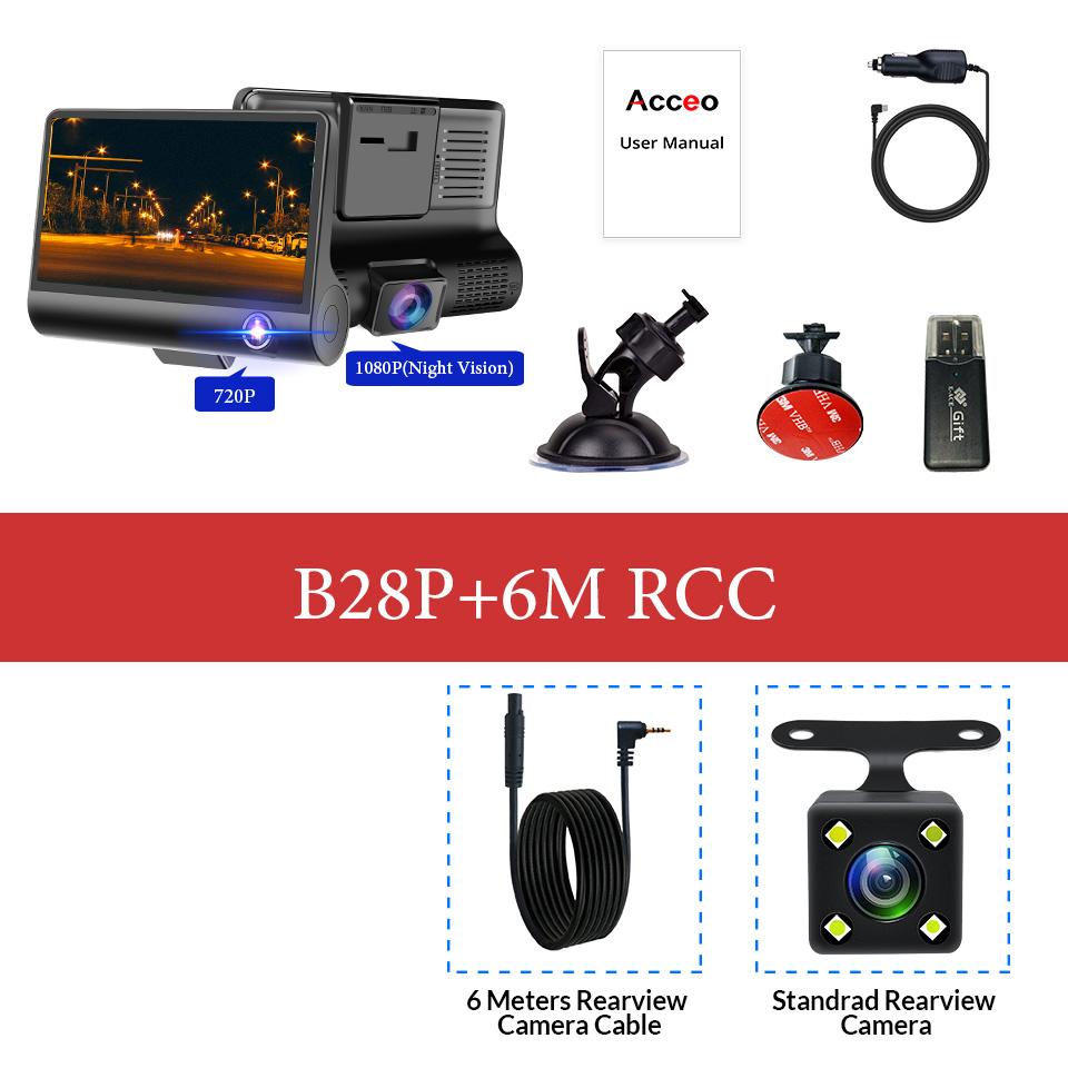 E-ACE Автомобильный видеорегистратор 1080P 3 объектива камеры DVR Dash Cam 170 Широкоугольный G-сенсор Автоматический рекордер заднего вида Поддержка ночного видения