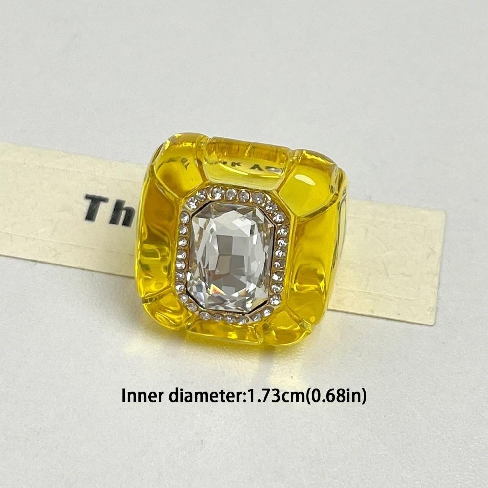 New Fashion Colorful Rhinestones Ring Three-dimensional Elegant Jewelry Finger Ring Geometric Square Ring Women