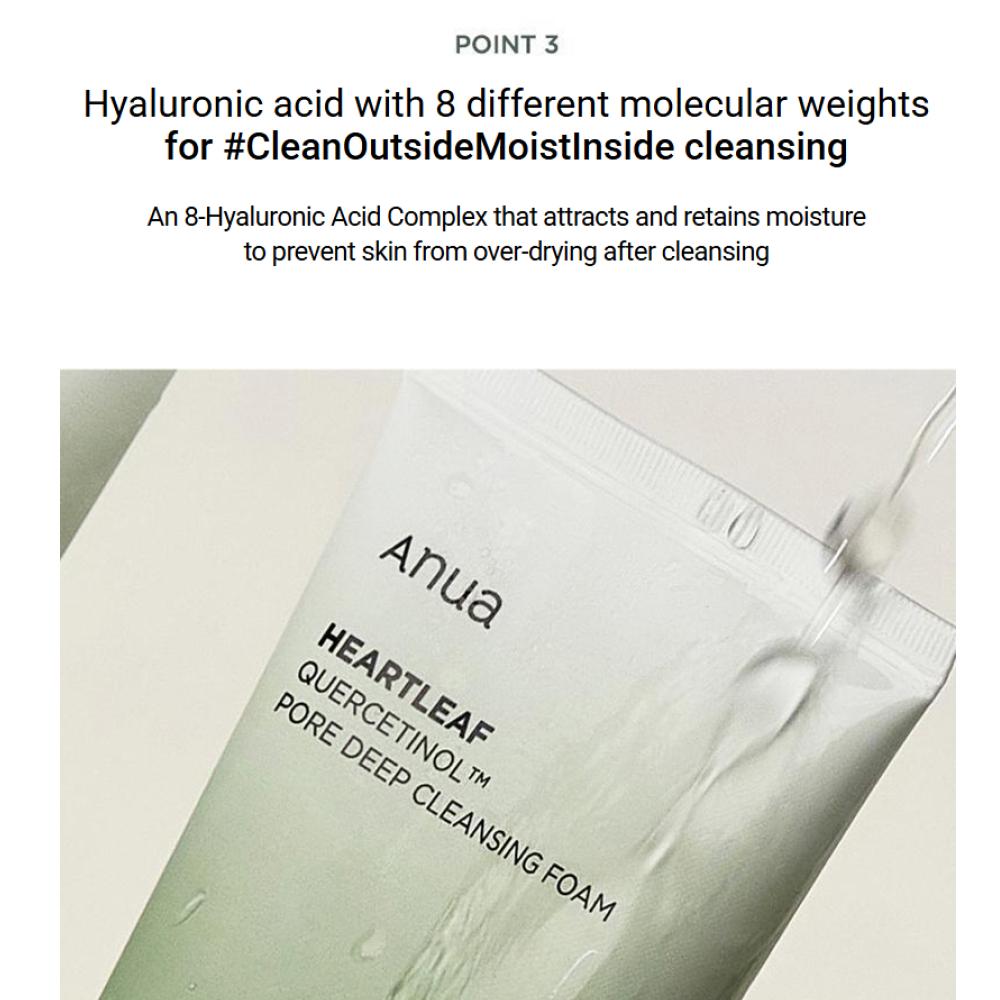 Anua Heartleaf Quercetinol Пенка для глубокого очищения пор 150 мл (+25мл) Корейская пенка для умывания лица, очищающая поры, с BHA