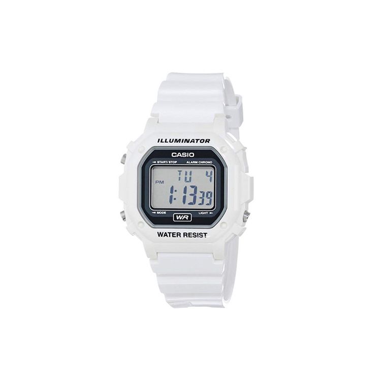 Casio Серия для молодежи Силиконовые Квадратные Классические Маленькие Часы Водонепроницаемые Спортивные Электронные Кварцевый Механизм Пластиковый Ремешок Женские часы Черные F-108WHC-7ACF