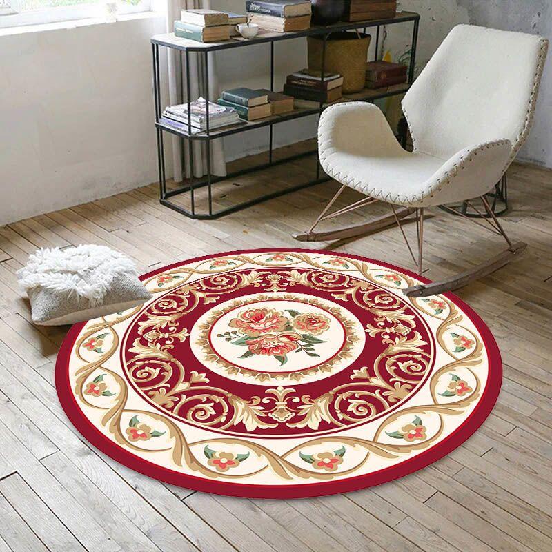 European Style Circular Carpet Bedroom Living Room Carpet Home Computer Chair Mat Bedside Carpet