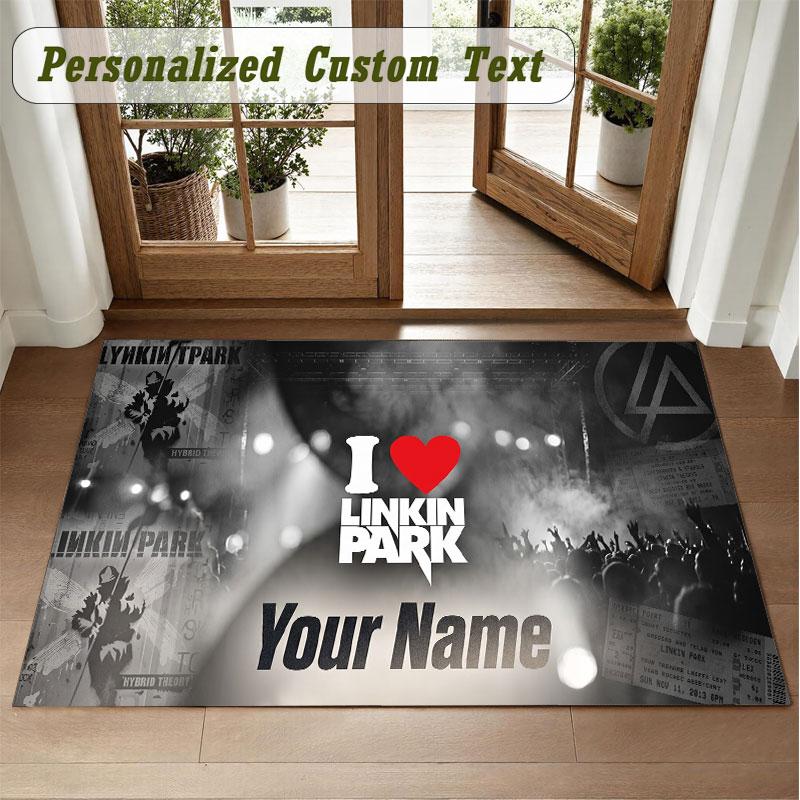 Crystal Velvet Square Rug Custom NameLinkin Park Pattern Non Slip Home Floor Decor Rug