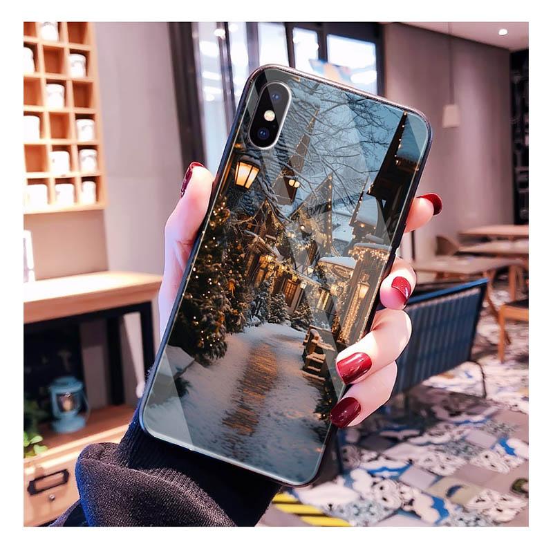 Стеклянный чехол для телефона Для Samsung S25 S24 S23 S22 Ultra S24 Plus A55 A16 A54 A15 A56 A36 S25 FE Зимний Рождественский снежинка