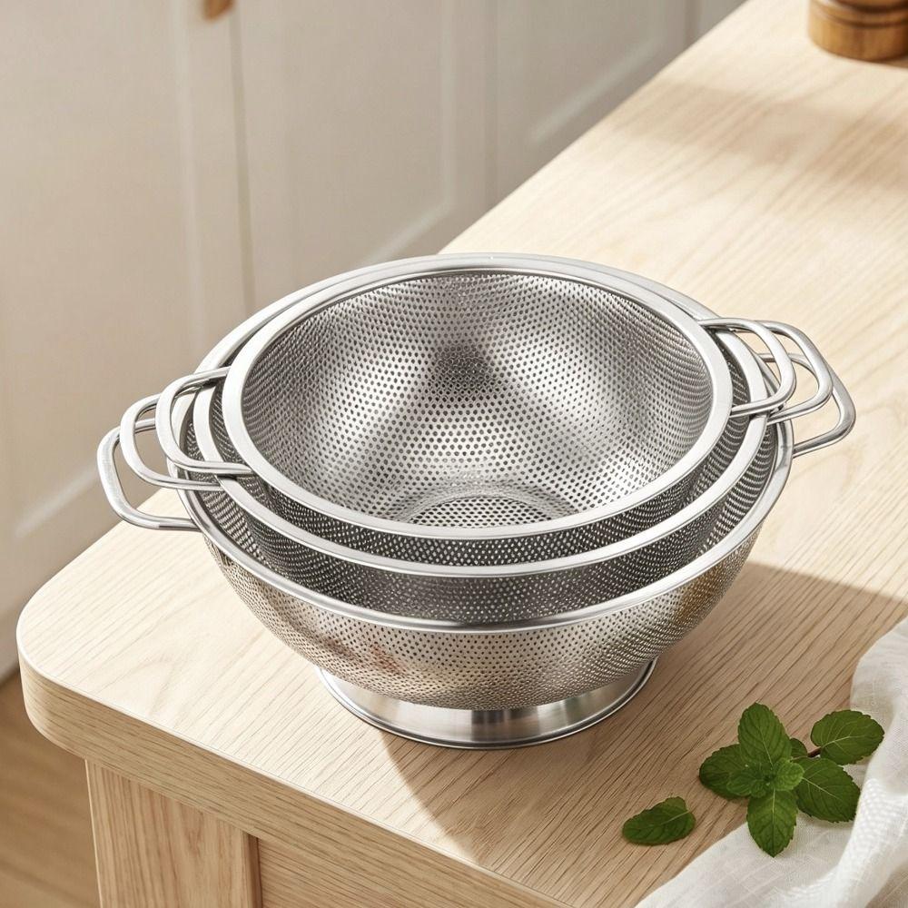 Solid Ring Base Vegetable Washing Basin Fine Mesh Filter Draining Basket Kitchen