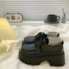 Lace-up Retro Small Leather Shoes Women's Spring 2024 New Versatile British Style Casual Thick Heel Thick Sole Heightening Single Shoes