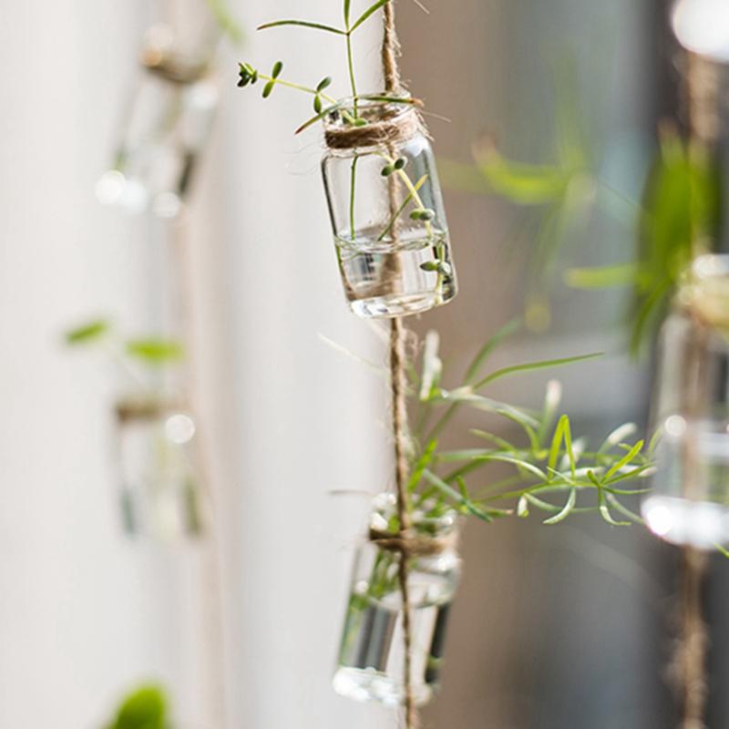 Декор в стиле «музыка ветра», стеклянная ваза, подвесная ваза на нитях с бутылкой, желеобразная стеклянная бутылка, подвеска для украшения на нитях