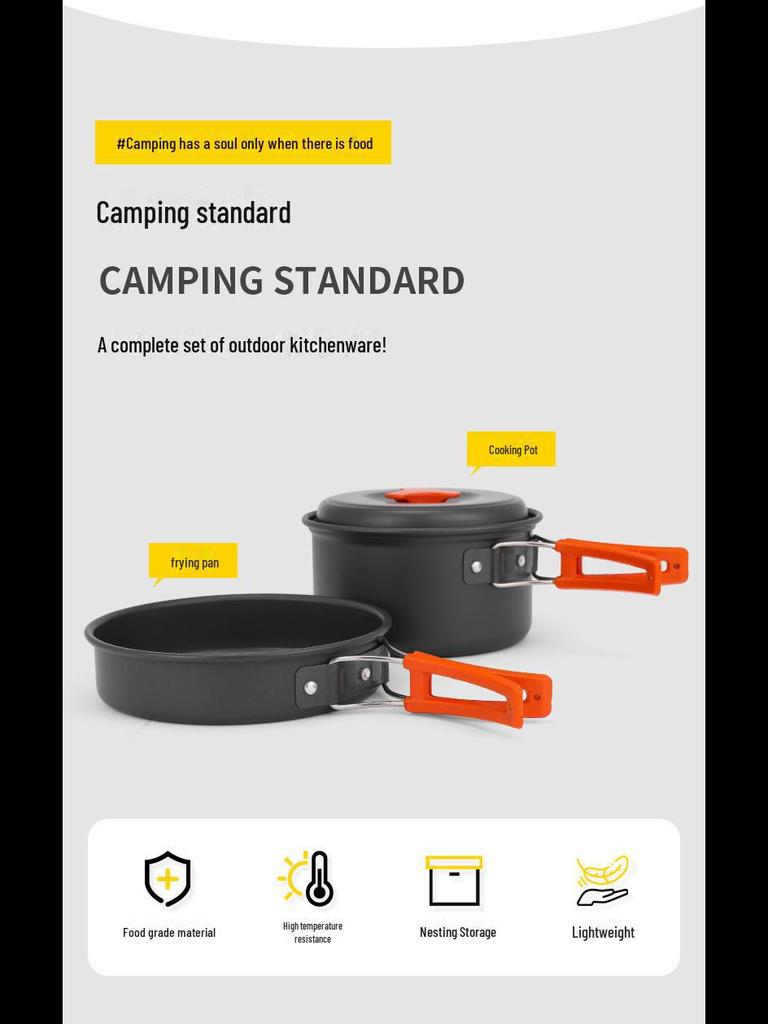 DS-200 Portable Camping Stove Set: Non-Stick Pan for 1-2 Persons