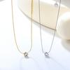 Elegant White Diamond Pendant Necklace Simple Round Collarbone Chain Jewelry For Women