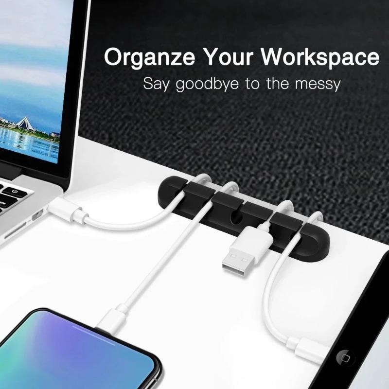 Силиконовый органайзер для USB-кабелей, намотка для зарядного кабеля USB, настольные зажимы для организации, держатель для кабелей для мыши, наушников, аксессуаров
