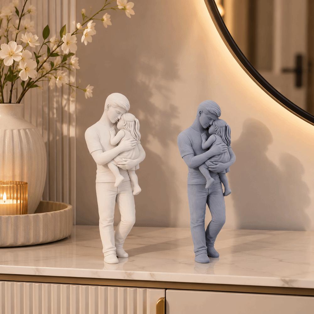 3D Printed Father and Girl Statues Standing Nordic-Style Ornaments Father's Day