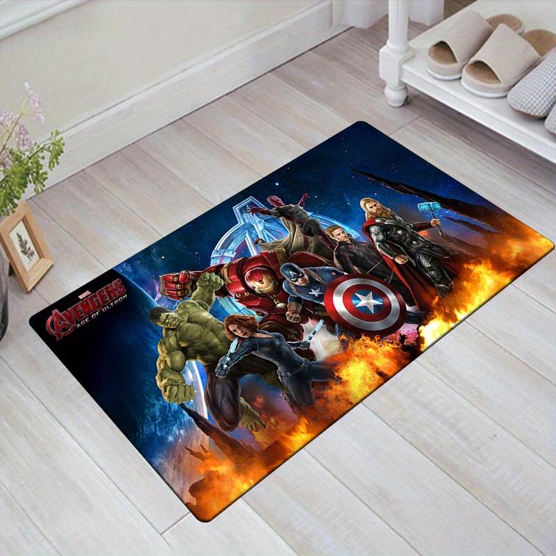 1 шт. Коврик для пола Marvel Мстители Супергерои, Нескользящий коврик, Дизайн с персонажами мультфильмов, Мягкий велюр, Декор для комнаты, Моющийся