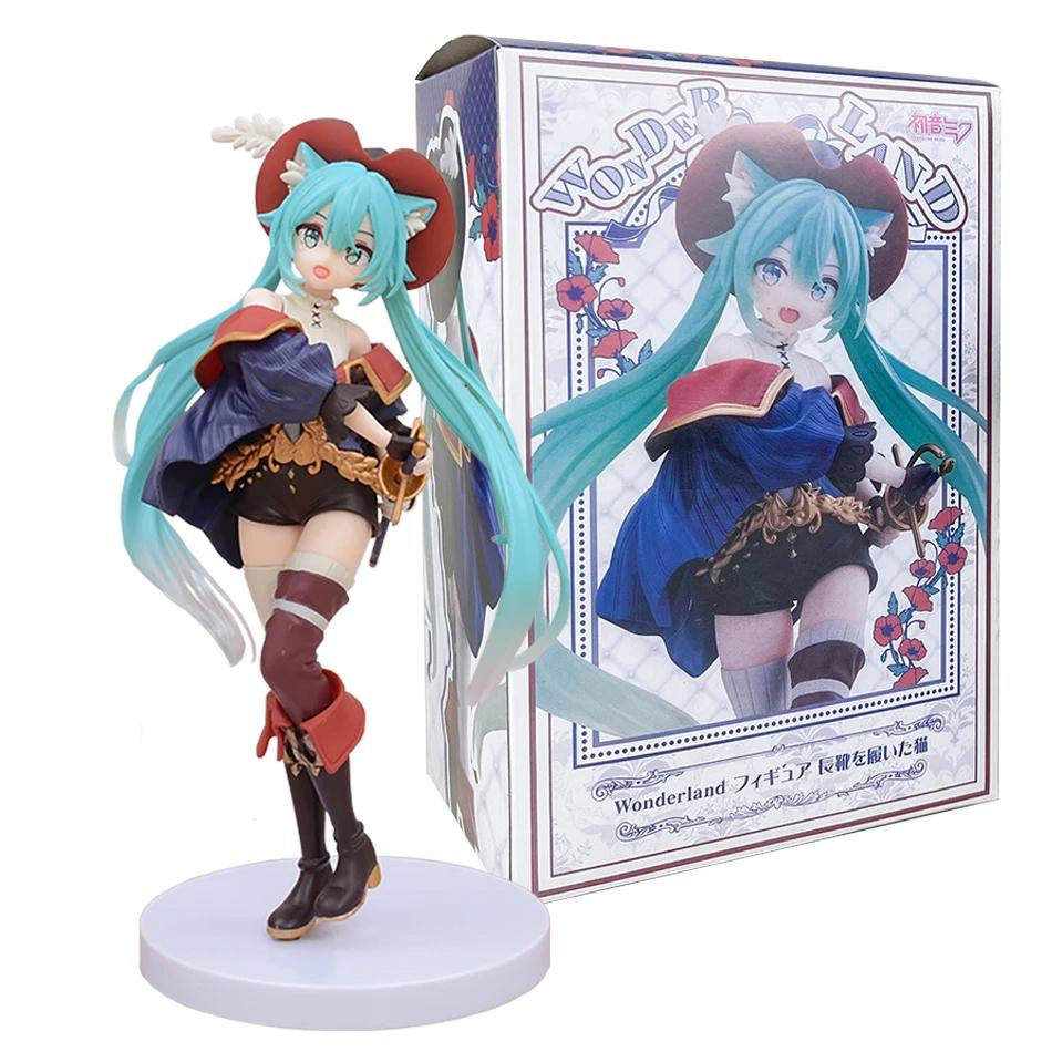 Anime Hatsune Miku Figure Fairy Tale Wonderland Hatsune Miku Puss in Boots Kawaii Action Figures Adult Collection Model Toy Gift